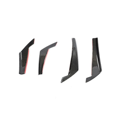Audi A4 / RS4 B9 (2017-2020) Carbon Fiber Front Canards – RS4 Style Aftermarket Bumper Fins (4PC)