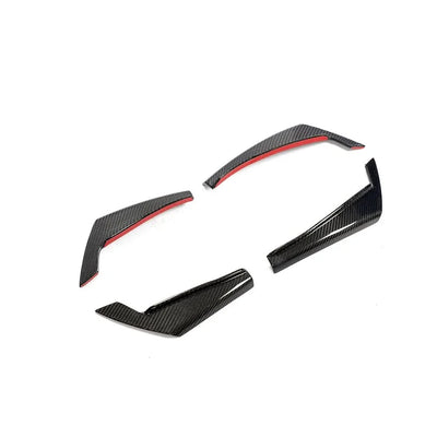 Audi A4 / RS4 B9 (2017-2020) Carbon Fiber Front Canards – RS4 Style Aftermarket Bumper Fins (4PC)