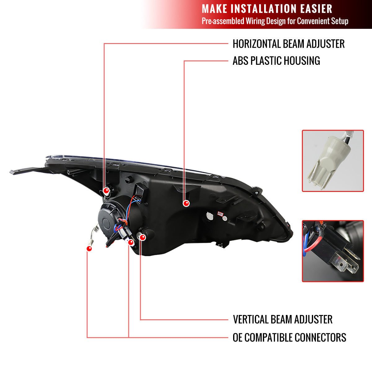 Spec-D 07-11 Honda CR-V LED Bar Projector Black Headlights Smoked