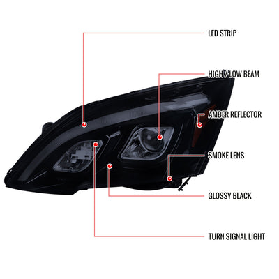 Spec-D 07-11 Honda CR-V LED Bar Projector Black Headlights Smoked