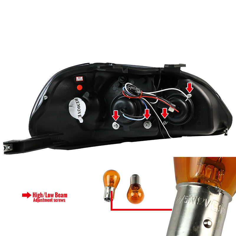 Spec-D 96-98 Honda Civic R8 Style Projector Headlights Smoked