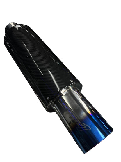 SPDZ1 Carbon Series Performance Muffler – 3” Inlet / 4.5” Burnt Tip (No-Weld Design)
