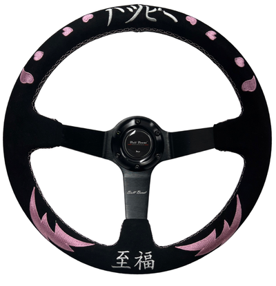 Pink Heart Bliss 6-Bolt Racing Steering Wheel + Hub Adapter Boss Kit for Honda Acura Civic, Del Sol, Integra