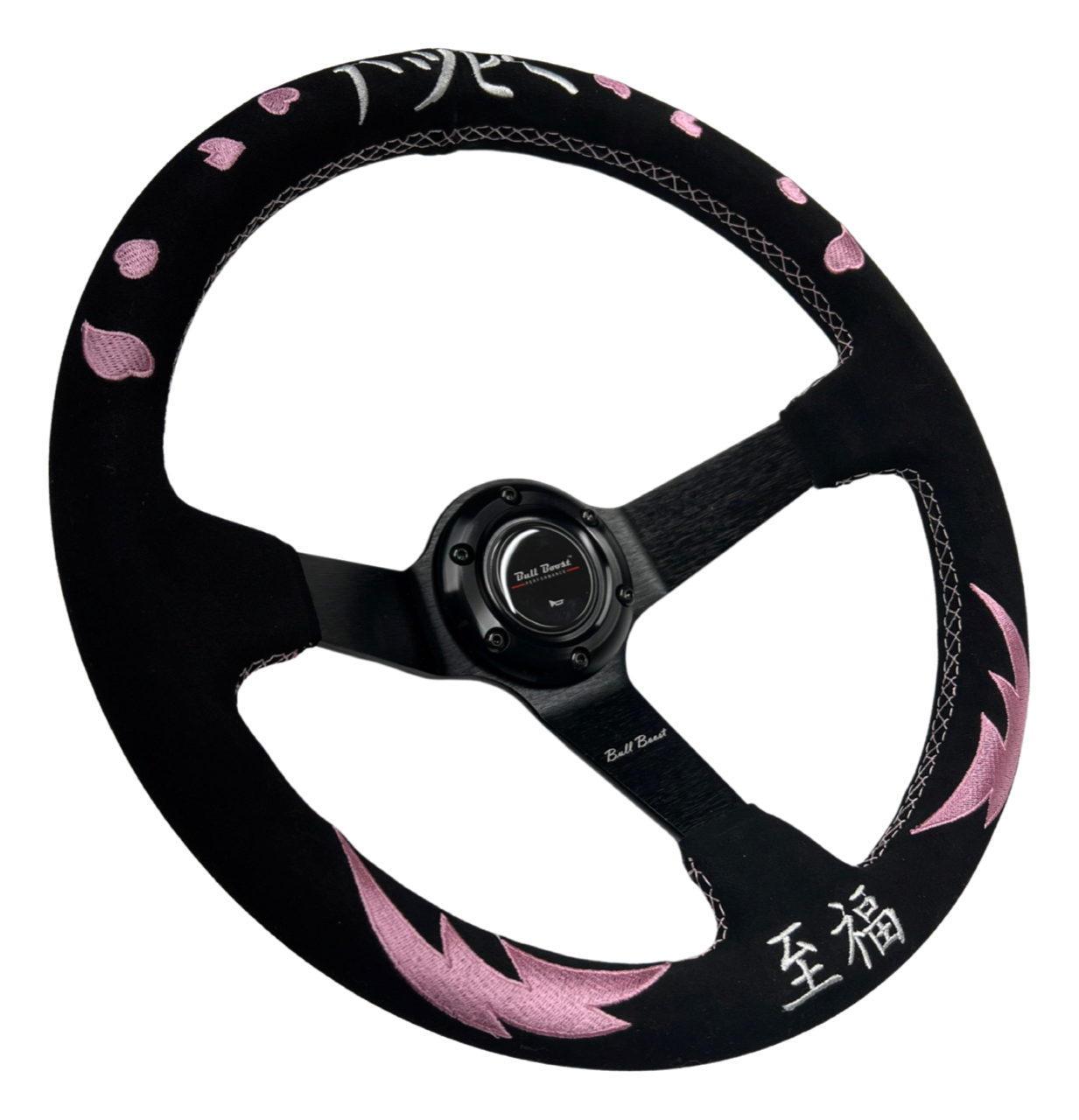 Pink Bliss Heart Suede Leather Steering Wheel Hub Adapter Kit For Impreza WRX Legacy