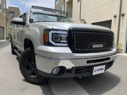 AlphaRex 07-13 GMC Sierra PRO-Series Halogen Projector Headlights Jet Black