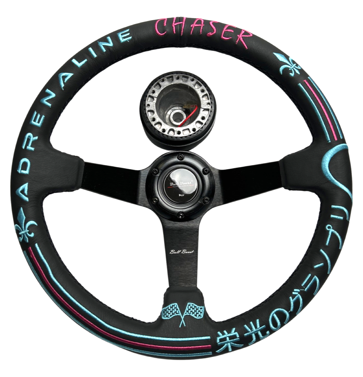 Leather 350mm Steering Wheel Hub Adapter Kit For 96-06 Civic, Prelude, S2000, Accord, RSX USA