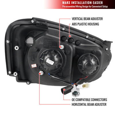 Spec-D 04-05 Impreza Halo LED Projector Headlights Black