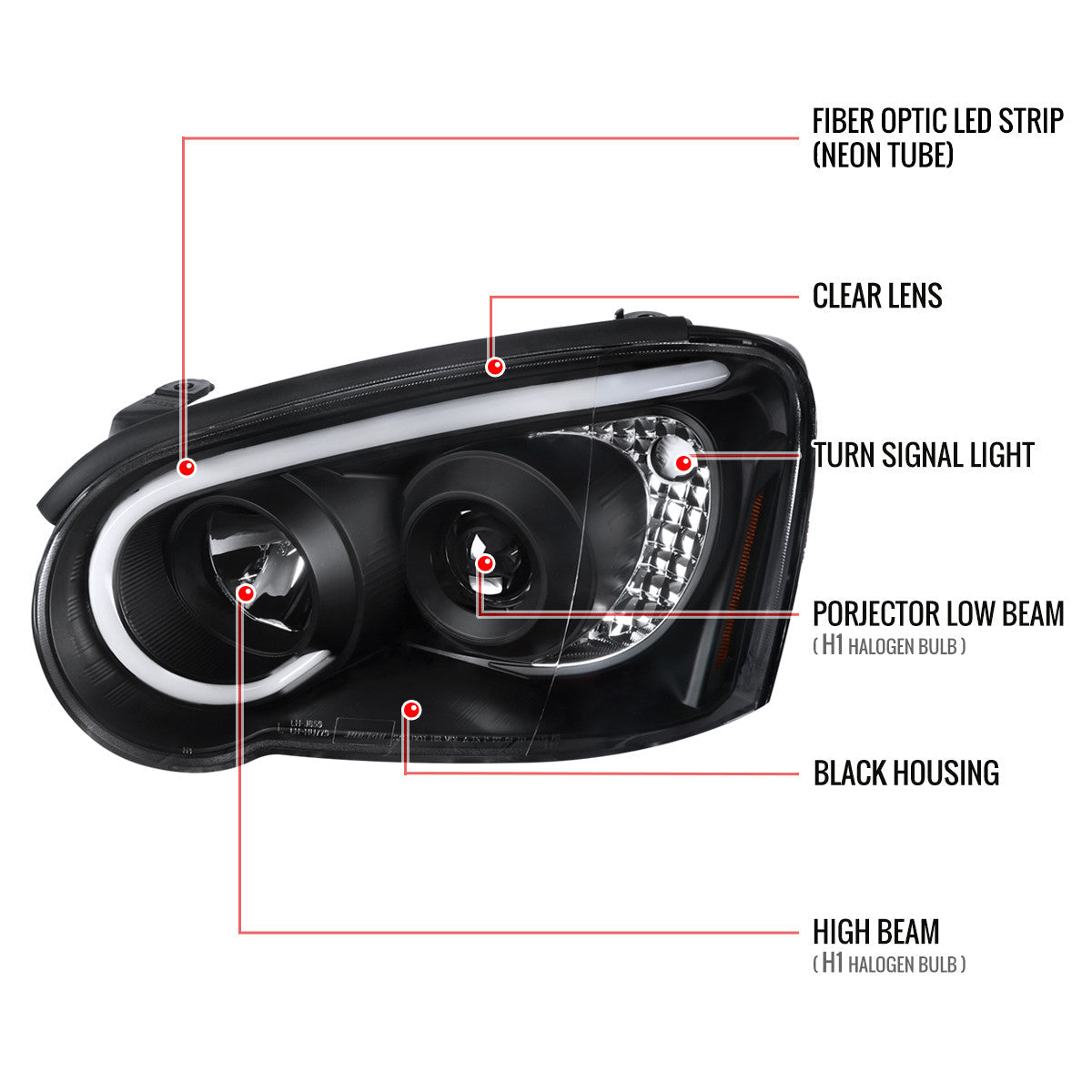 Spec-D 04-05 Impreza WRX STI Projector Headlights LED Black/Clear