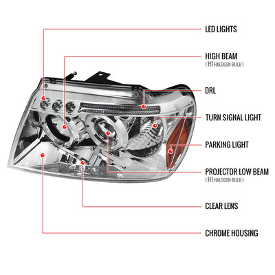 Spec-D 99-04 Jeep Grand Cherokee Projector Headlights Chrome