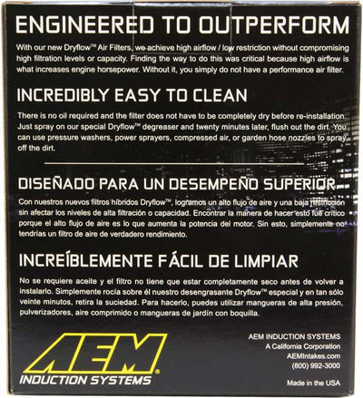 AEM Induction DryFlow Air Filter 4.5in X 5-1/8in AIP21-206DK
