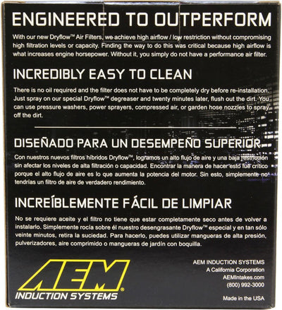 AEM Induction DryFlow Air Filter 4.5in X 5-1/8in AIP21-206DK