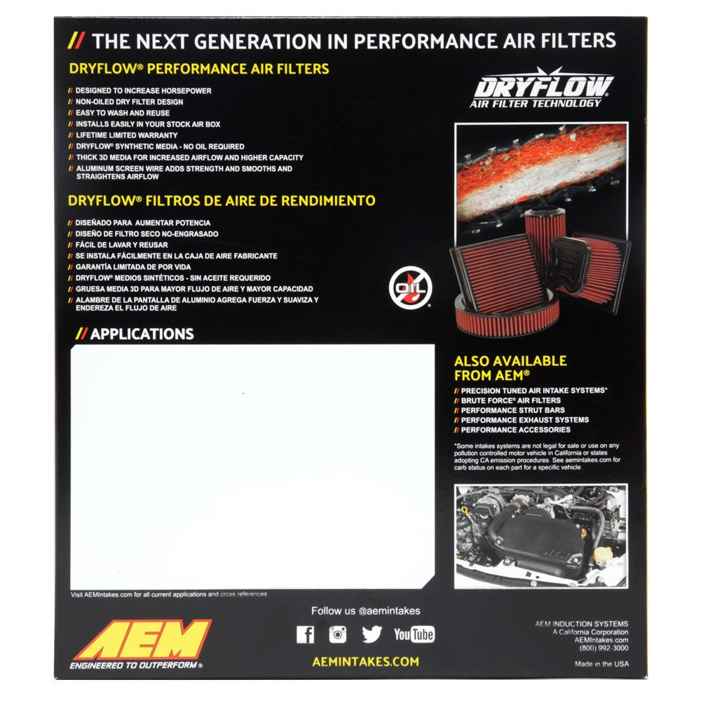 AEM Induction DryFlow Air Filter 03- Subaru 1.6/2.0/2.5/3.0L AIP28-20304