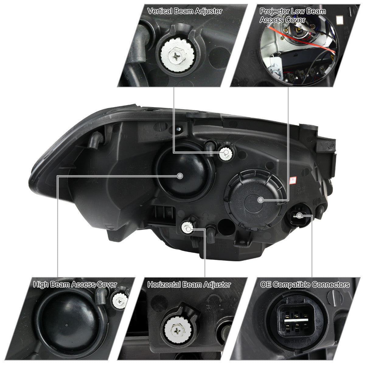 Spec-D 10-11 Kia Soul LED Bar Projector Headlights Chrome