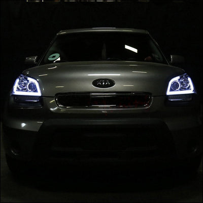 Spec-D 10-11 Kia Soul LED Bar Projector Headlights Chrome