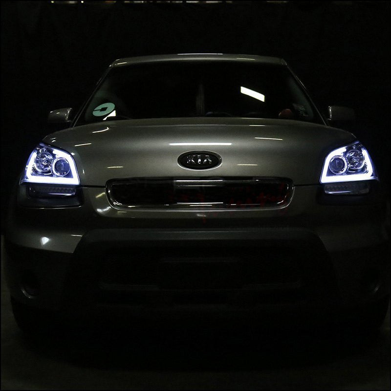 Spec-D 10-11 Kia Soul LED Bar Projector Headlights Chrome