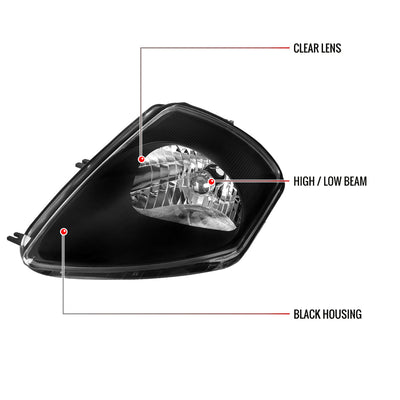 Spec-D 00-05 Mitsubishi Eclipse Crystal Headlights OEM Style Black
