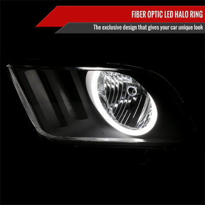 Spec-D 05-09 Ford Mustang LED Halo Headlights OEM Style Black
