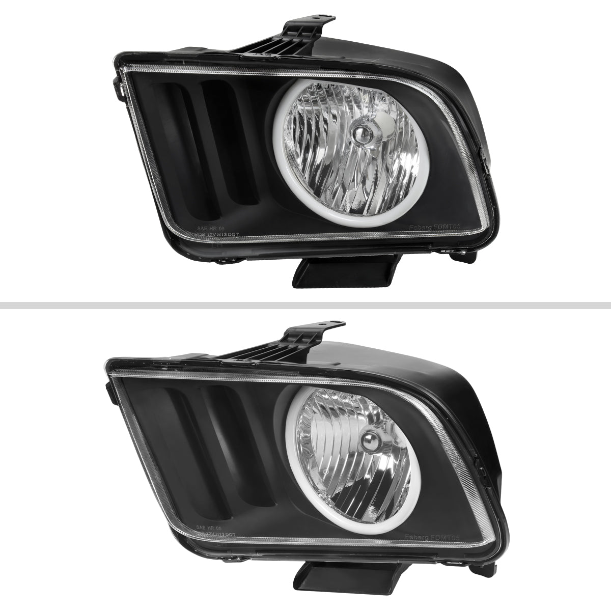 Spec-D 05-09 Ford Mustang LED Halo Headlights OEM Style Black