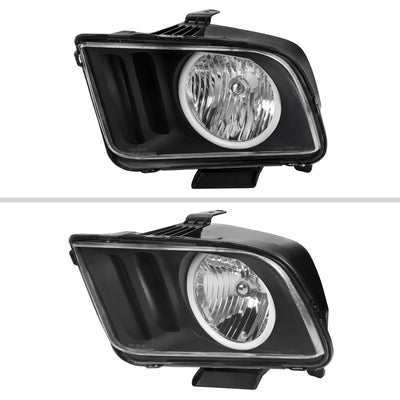 Spec-D 05-09 Ford Mustang LED Halo Headlights OEM Style Black