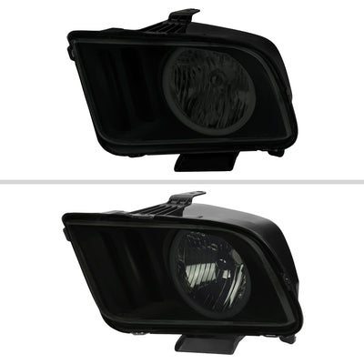 Spec-D 05-09 Ford Mustang LED Halo Headlights OEM Style Black/Smoked