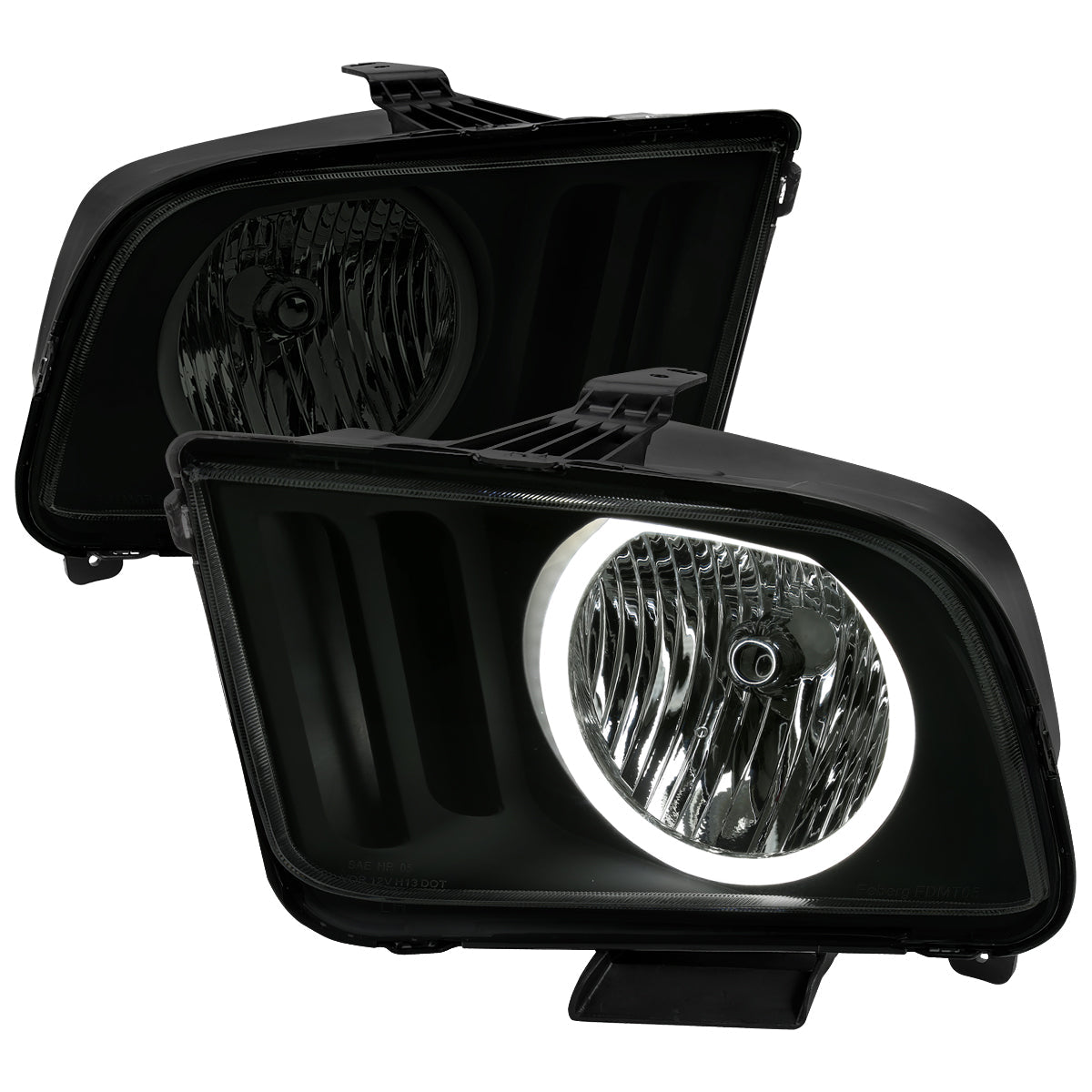 Spec-D 05-09 Ford Mustang LED Halo Headlights OEM Style Black/Smoked