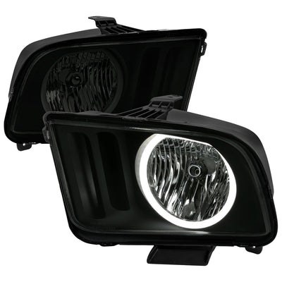 Spec-D 05-09 Ford Mustang LED Halo Headlights OEM Style Black/Smoked