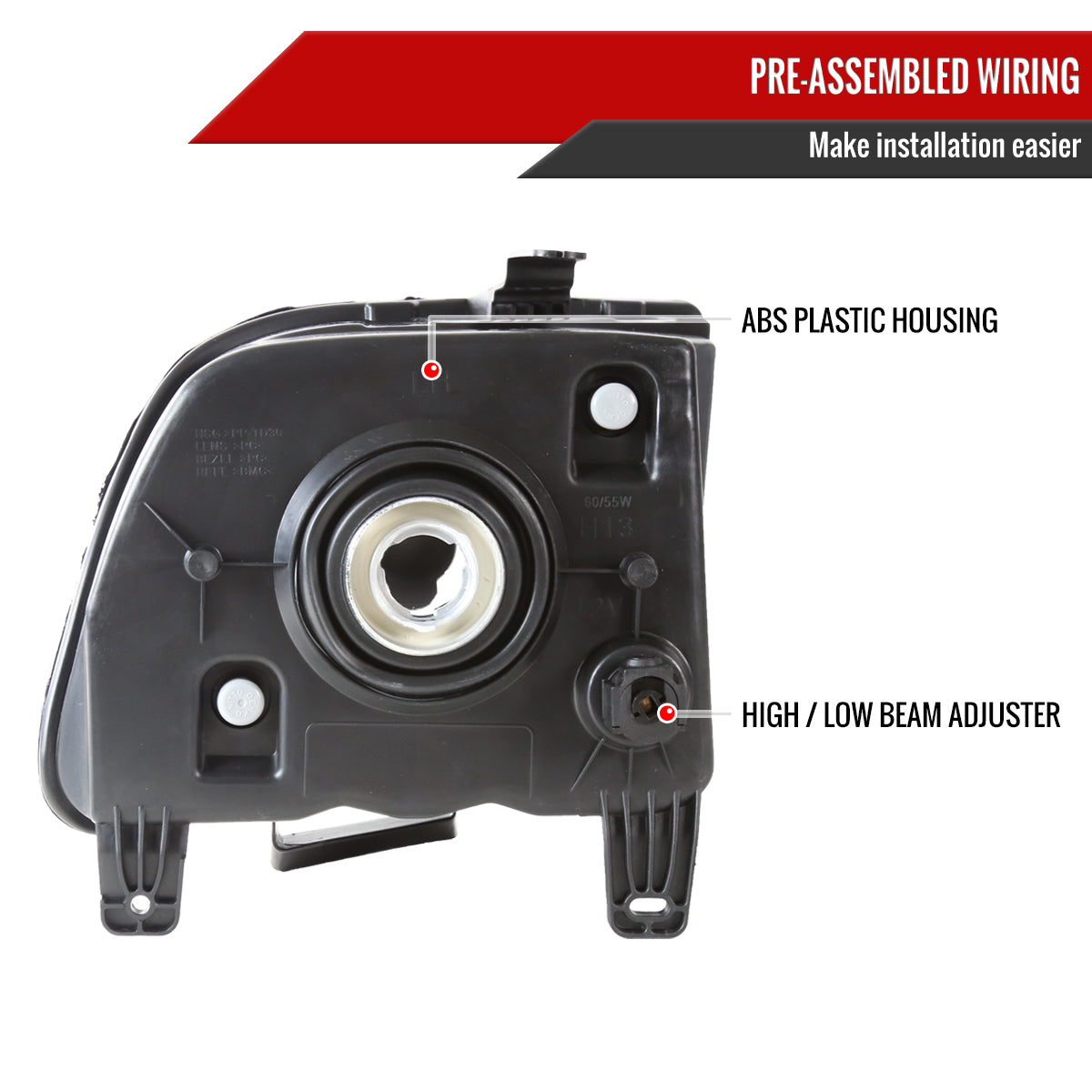 Spec-D 05-09 Ford Mustang OE Style Matte Blk/ Light Smoked Headlights
