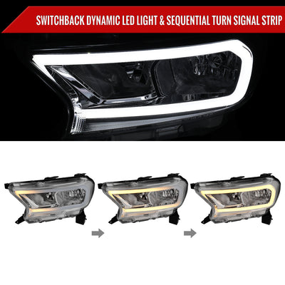 Spec-D 19-24 Ranger XL XLT Headlights OEM Style light Bar Chrome