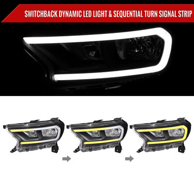 Spec-D 19-23 Ranger XL XLT Headlights OEM Style LED Bar Turns Black