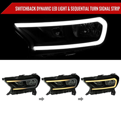 Spec-D 19-24 Ranger XL XLT Headlights OEM Style Light Bar Black/Smoked