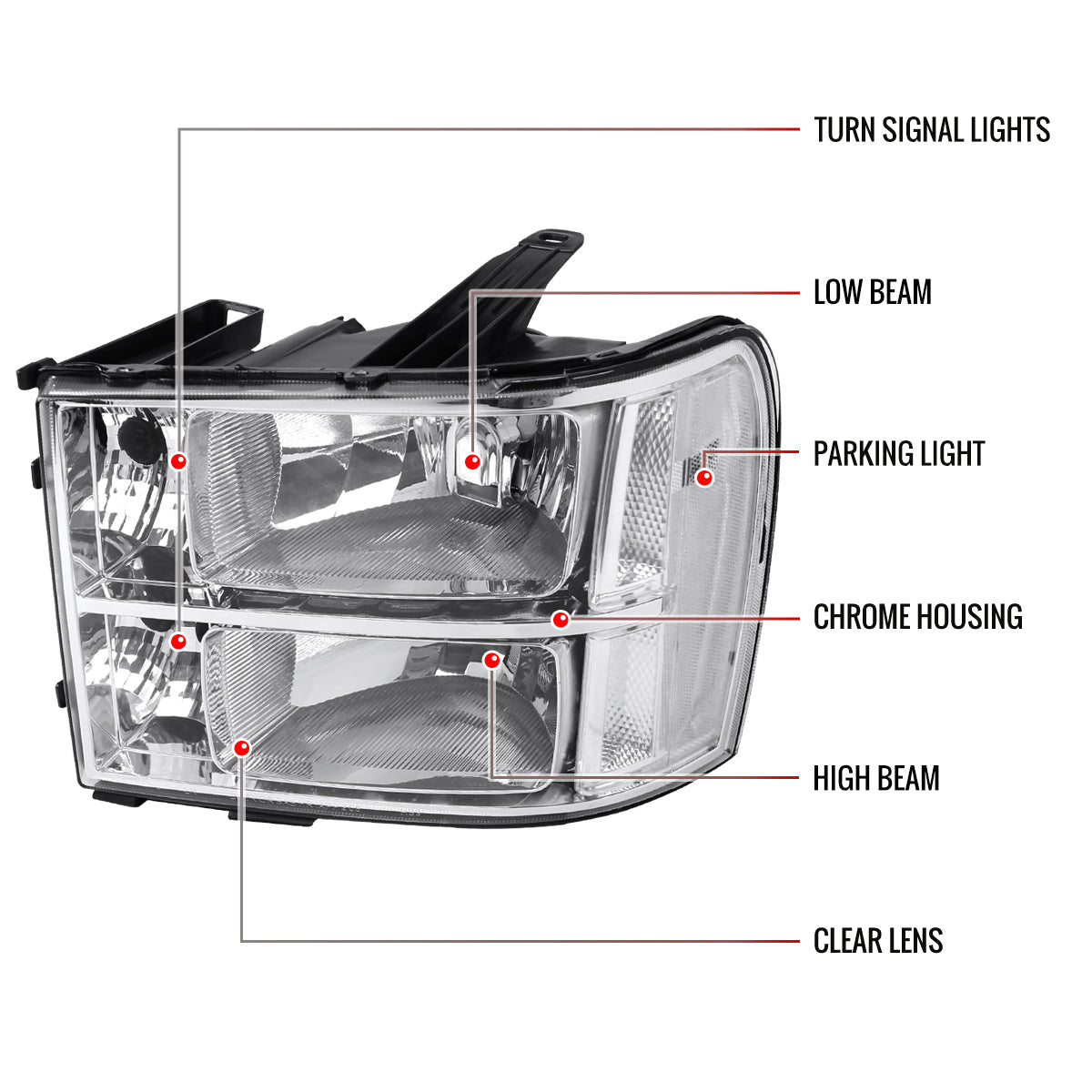 Spec-D 07-14 GMC Sierra Denali Headlights OEM Style Reflector Chrome