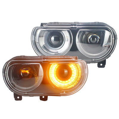 Fits 08-14 Dodge Challenger Headlights w/ Sequentail Dual Beam