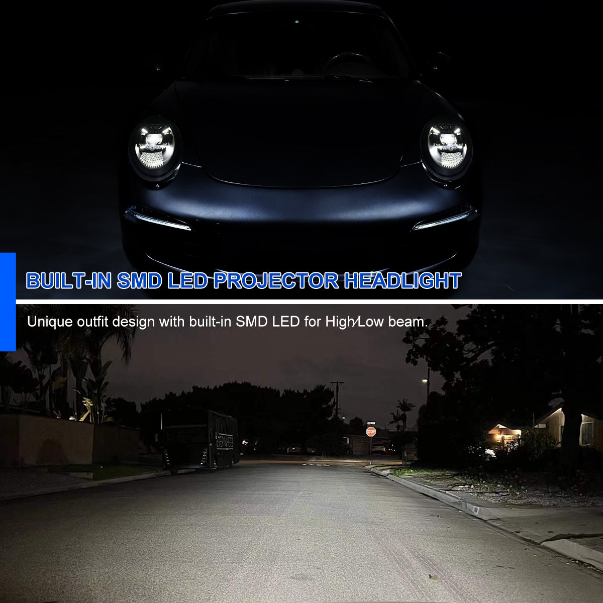 Spec-D 12-2018 Porsche 911 991 LED Projector Headlights Black