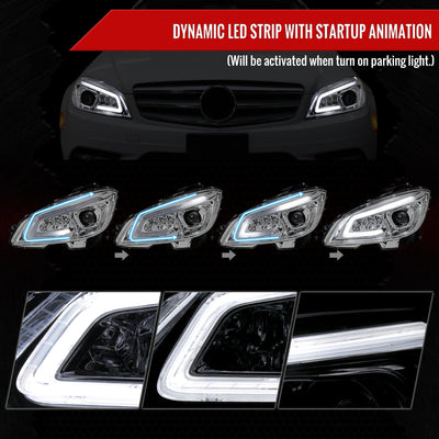 Spec-D 08-11 Benz W204 C-Class Sequential LED Headlights Chrome