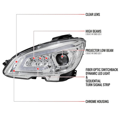 Spec-D 08-11 Benz W204 C-Class Sequential LED Headlights Chrome