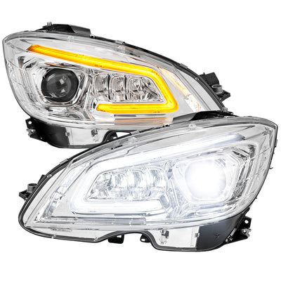 Spec-D 08-11 Benz W204 C-Class Sequential LED Headlights Chrome