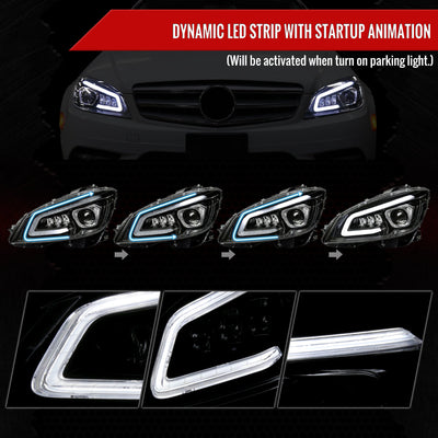Spec-D 08-14 Mercedes C-Class W204 Headlights Sequential Black/Clear