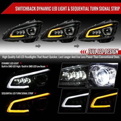 Spec-D 08-11 Benz W204 C-Class SEQ LED Headlights Black/Smoked