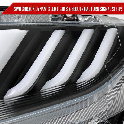 Spec-D 16-21 Honda Civic Full LED Projector Headlights SEQ Black