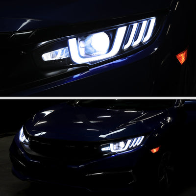 Spec-D 16-21 Honda Civic Full LED Projector Headlights SEQ Black