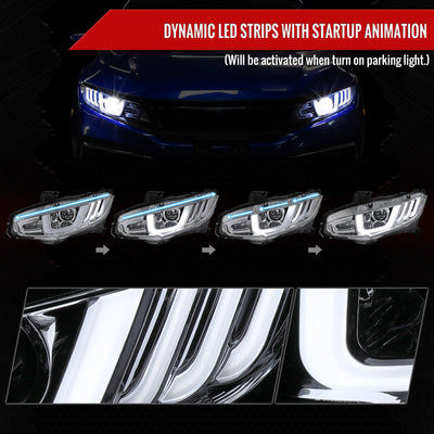 Spec-D 16-21 Honda Civic Headlights Switchback Sequential LED Chrome