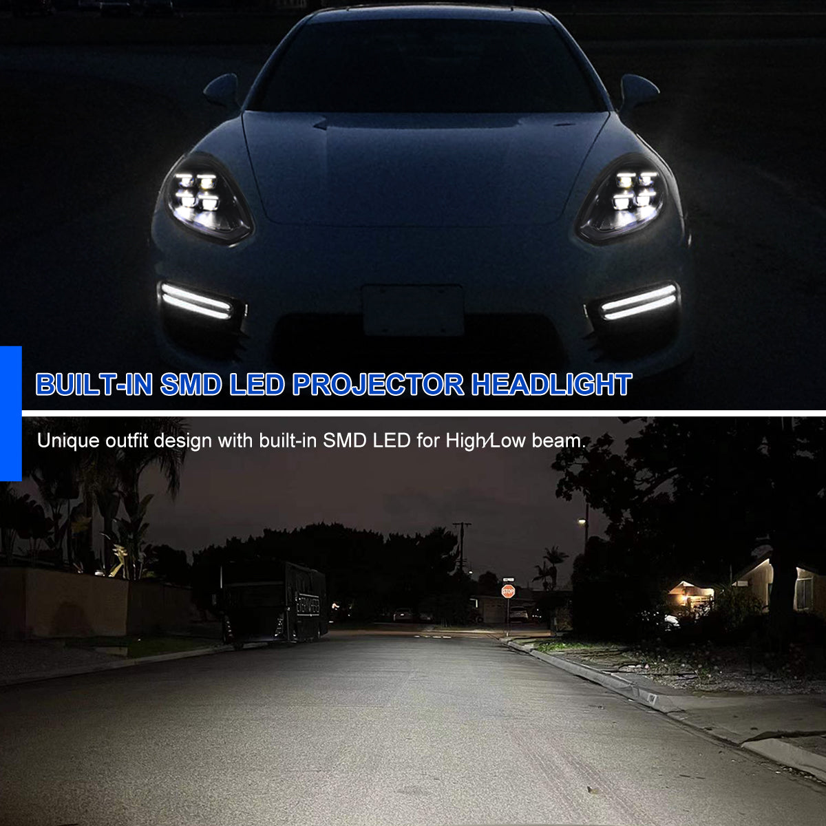 Spec-D 14-16 Porsche Panamera 970 Matrix Style Headlights non HID Blk