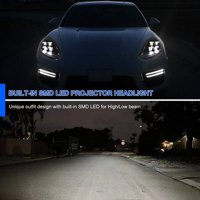 Spec-D 14-16 Porsche Panamera 970 Matrix Style Headlights for HID Blk