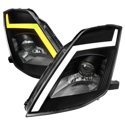 Spec-D 03-05 Nissan 350Z Headlights Projector Black SEQ