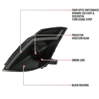 Spec-D 06-09 350Z SEQ Projector Headlights Black/Smoked Lens