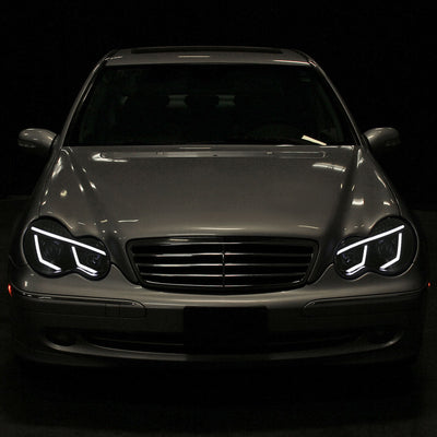 Spec-D 01-07 Benz W203 C Class 4DR LED Bar Headlights Black/Smoked