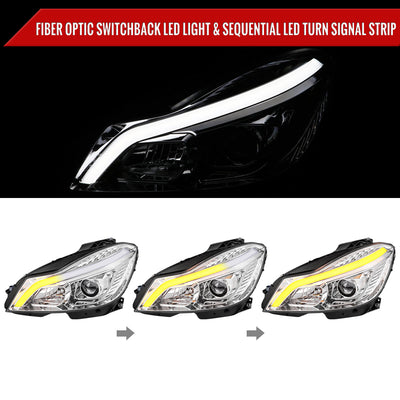 Spec-D 12-14 Mercedes W204 C-Class Headlights Sequential LED Chrome