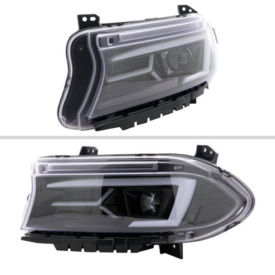 Spec-D 15-23 Dodge Charger Strip Projector Headlights SEQ Black