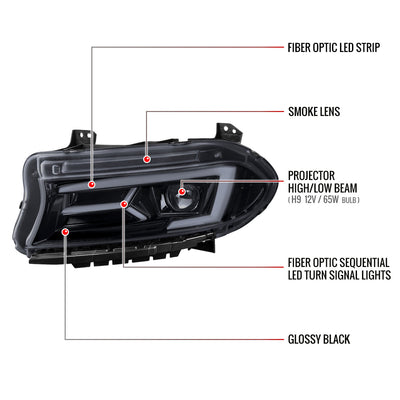 Spec-D 15-23 Dodge Charger Sequential Headlights Chrome/Smoked