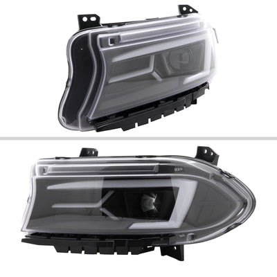 Spec-D 15-23 Dodge Charger Headlights LED Strip Sequential Black